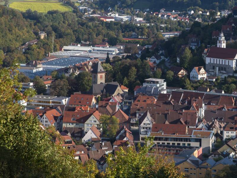 Sicht von der Höhe auf die Oberstadt. 