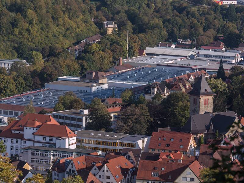 Das Foto zeigt eine Stadtansicht von Oberndorf am Neckar. 