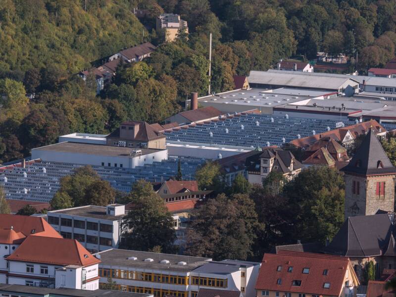 Das Foto zeigt eine Stadtansicht von Oberndorf am Neckar. 
