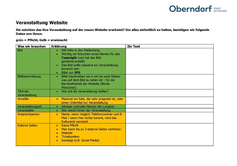Meldebogen auf dem man seine Veranstaltungsdaten einträgt Bild 1