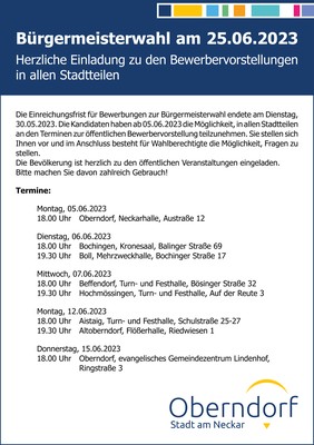 Einladung zu den Bewerbervorstellungen in allen Stadtteilen