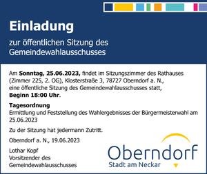 Einladung zur öffentlichen Sitzung des Gemeindewahlausschusses